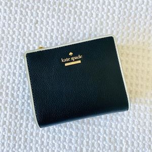 NWT Kate Spade black wallet with white trim